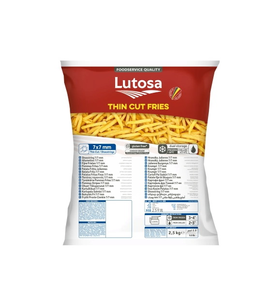 Lut. Frytki proste cienkie 7/7 Extra+  2.5kg/10kg